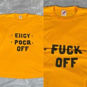 Vintage EIIGY POCR F**k Off Flip T Shirt Mens XL (Fits L) Funny Made In USA 90s
